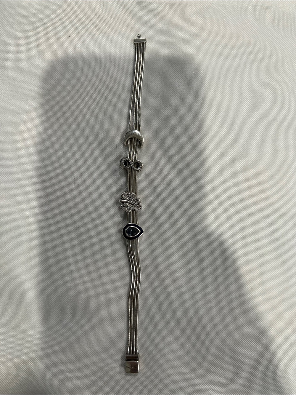 Pandora Silver Multi-Row Bracelet with Black Enamel Eye Charm